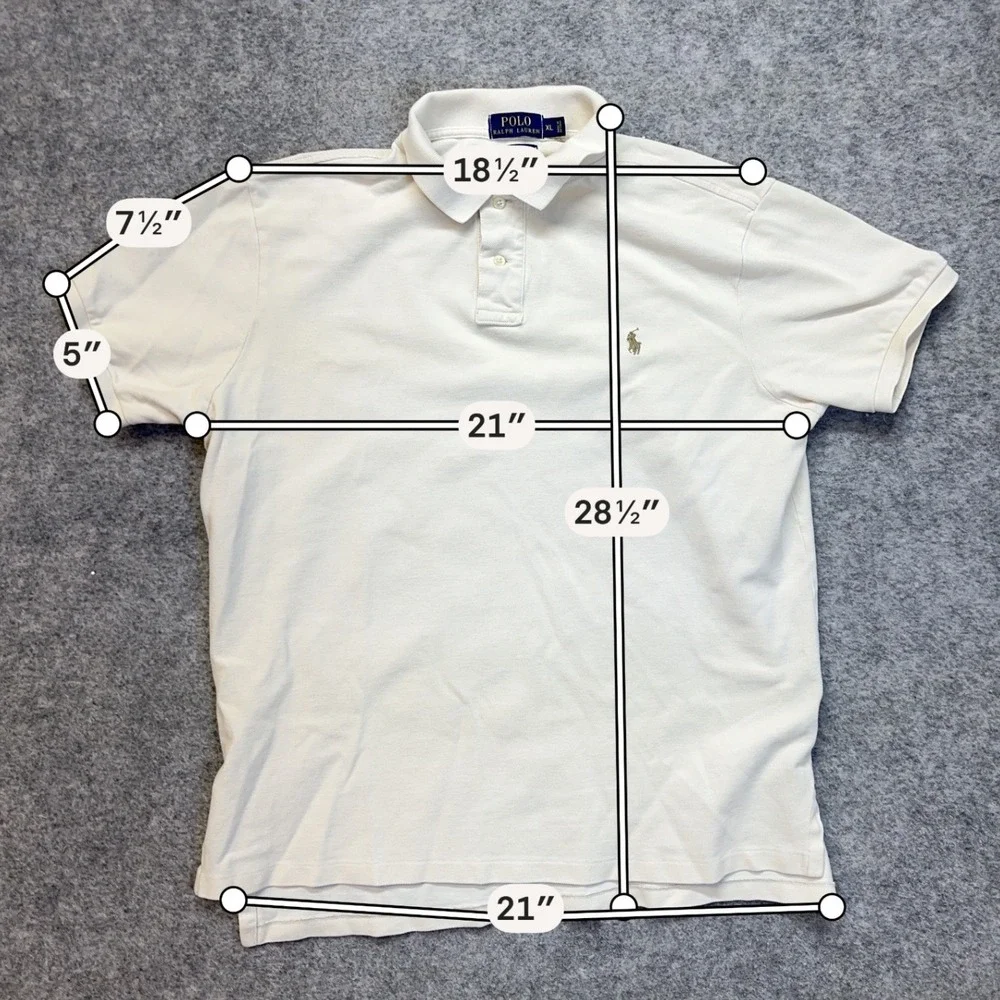 Polo Ralph Lauren Polo Shirt Mens XL Cream Cotton Pique Short Sleeve
